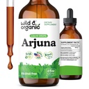 Wild & Organic Arjuna Bark Tincture - Celkový doplněk well- Being - Alcohol- Free Liquid Drops - Terminalia Arjuna Bark Extract - No Sugar & Additives, Non- GMO - 4 fl oz