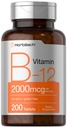 Horbäach B12 Vitamin 2000 mcg colum124; 200 Tablet colum124; Vegetariánský dodatek colum124; Non- GMO & gluten zdarma