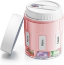 Daviky Pill Lahvička Organizátor, Příplatek Pořadatel se 7 Velké kompartmenty, Travel Pill Disposer kulatý Pill Box se dvěma Lids Pink + Bílé