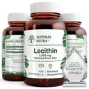 Natural Nutra Soy Lecithin 1200 mg doplněk stravy - funkce mozku, zdraví jater, Heply zdraví prsu, doplněk ke zvýšení paměti - gluten- Free, BPA- Free, 100 Softgels v recyklovatelných skleněných lahví