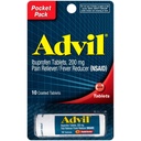 Advil Tablets Pain Reliever and Fever Reducer, Ibuprofen 200mg, 4 x 10 Count Vial, Fast Pain Relief, Pocket Pack