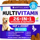 Pes Multivitamin Žvýkací s Glucosamine 26 v 1 - Dog Vitamíny a doplňky - Senior & Puppy Multivitamin pro psy - Pet Joint Support Health - Imunity, Mobility, Gut Skin - 120 Žvýkačky