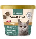 NaturVet - Kůže & Coat Plus Omegas pro kočky - 60 měkké žvýkací 124; Podporuje zdravou pleť & Glossy Coat 124; Vylepšený s Omega-3, Omega-6 & Biotin 124; 30 denní zásobování