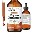 Wild & Organic Ceylon Skořice Tincture 500 mg - Tekuté Skořice Doplňky pro celkovou podporu - Cinnamomum Verum Bark Extract - Vegan, Cukr & Alcohol- Free, Non- GMO - 4 fl oz