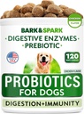 BARK & SPARK Dog Probiotic Chews - Gas, Diarhea, Alergie - Enzymy + Prebiotika - Žvýkací vlákna - Digestion, Imunity - USA Made - 90 Ct - Chicken