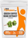 BulkSupplements Green Coffee Bean Extract Powder - Green Coffee Bean doplňky - Energy Support, Gluten Free, 800mg na Serving, 1kg (2,2 kg) (balení po 1)