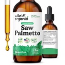 Wild & Organic Saw Palmetto Extract Drops - Podpora močení - Saw Palmetto pro muže a ženy - Liquid Serenoa Repens Berries Supplement - Vegan, Cukr & Alcohol- Free - 2 fl oz