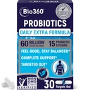 Extra Probiotika síly pro stravitelné zdraví a imunitní podporu, 60 miliard CFU & 15 Strains, Gut Zdravotní Probiotika pro muže a ženy podporuje Okusní zácpa, Průjem, Plyn & Bloating, 30CT