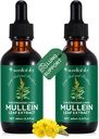 2 Pcs Organic Liquid Mullein Extract Supplementary for Lungs Health - Vegan, No AdditivesBronchial Cleanse for Health Support- 2 fl oz Mullein Drops