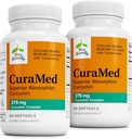 Terry Přirozeně CuraMed 375mg - Antioxidant Supplement for Brain & Imunity Health Support - Dietní dodatek s kurkuminovým a kurkuminovým esenciálním olejem - Herbal Játra Support - 60 Softgels (balení po 2)