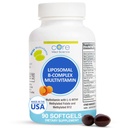 Core Med Science Liposomal Methylovaný Multivitamin B-Complex, 90 Softgels - Non-GMO Active Super B Complex Vitamin Supplement for Heart Health - VIT Methyl B Complex Immunication Supplement