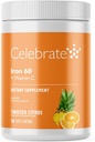 Oslavte Vitamíny Železný dodatek s 60 mg železa a vitaminu C - Citrus Chewables pro bariatrické pacienty, Gastric Bypass & Sleeve Gastrektomie Support - 30 Tablety pro Post- Chirurgické zdraví