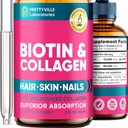 Liquid Collagen & Biotin pro ženy - 30000mcg Hair Growth Complex - Made in USA - Hydrolyzovaný kolagen & Biotin Oil for Hair Growth, Zdravá kůže & Nails - Vegan Collagen & Biotin Source - 2 fl oz