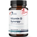 Design pro zdraví Vitamin D Synergie - 2000 IU Vitamin D s doplňkem K - Podporuje zdravé nálady, zdraví kostí + imunitní zdraví pro dospělé - VIT D3 + Vitamin K - Gluten zdarma + Non- GMO (120 Kapsle)