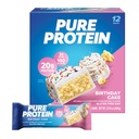 Čisté proteinové bary, vysoký protein, výživné svačiny na podporu energie, nízký cukr, gluten zdarma, narozeninový dort, 1.76 oz, balení 12 (Balení května Vary)