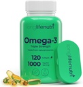Omega 3 Fish Oil 1000mg - s vysokou EPA & DHA, 120 Softgels, Fatty Acids dodatek pro kognitivní funkce, od lososa, 4- měsíční dodávky, GMP Certified, Made in USA