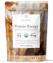 Truvani Protein + Energy Drink Mix s 87mg kofeinu 124; Vanilla Latte izomer 124; 12g Protein na bázi organického rostlinného proteinu 124; 20 Servings OF 124; USDA Organic Coffee Powder & Adaptogens OF 124; Gluten & Dairy Free OF 124; Vegan OF 124; Non- GMO