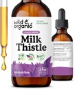 Wild & Organic Milk Thistle Extract Drops - Játra Cleanse Support - Mléko Thistle Játra Detox tinktura - Silymarin dodatek - Silybum Marianum Seeds - Vegan, Cukr & Alcohol- Free - 2 fl oz
