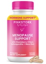 Růžová Stork Menopauza Podpora žen - Hot Flash, Mood, Sleep, Weight, Cortisol & Hormonal Balance - Vegan, Estrogen- Free Perimenopauza Relief - Ashwagandha, Maca - 60 Kapsle