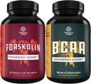 Bundle of Natural Pre Workout Forskolin Dodatek a řetězec Amino Acids Dodatek - Přírodní energie Booster a Workout Dodatek - Vegan BCAA Kapsle Post Workout Muscle Recovery