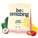 BE AMAZING Super Green Powder with Prebiotics, Digestive Enzymes & Antioxidants, 35 Ovoce & Veggies, Electrolytes & Fiber, Vegan, Gluten Free Juice & Smoothie Mix, Pink Lemonade, 25 Servings