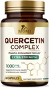 Quercetin Supplement 1000mg - Přírodní, Plant- Based Support for Immunication, Cellular, Respirační a sezónní změny - Extra síla Quercetin Dihydrát ze Sophora Japonica - 60 Veggie Kapsle