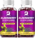 (2 Pack Elderberry Gummies & Irish Sea Moss, Organic Sambucus Elderberry Gummy with Seamoss, Zinek, Vitamin C, D3, Multivitamin Elderberry Vitamíny - Sugar- zdarma