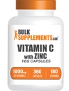 BulkSupplements.com Vitamin C se zinkem Kapsle - Vitamin C 1000mg & zink 15mg, pro imunitní podporu - Vegan, 2 Kapsle per Serving, 360 Veg Count (Balení po 1)
