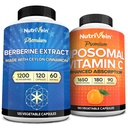 Nutriční Premium Berberine & Liposomální vitamin C Dodatek: Vysoce -Absorpce vitamín C Kapsle & Berberine dodatek Bundle pro imunitu, metabolismus, & vyvážený Well- Bytí