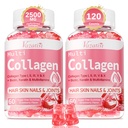 2 Balení cukru zdarma kolagen gumy pro ženy a muže 124; Hydrolyzované kolagen Peptidy pro vlasy kůže a nehty 124; Multikolagen protein typu I II III V X s Biotin & Vitamin C 124; Jahodové aroma, 120 Počet