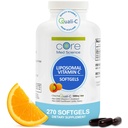 Liposomální vitamin C 1000mg podle Core Med Science, 270 Softgels - Non- GMO přírodní Liposomální vitamín C dodatek, který podporuje zdravou pleť - imunitní systém booster pro dospělé, podporuje kolagen Formation
