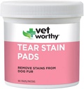 Vet Worthy Tear Stain Pads for Dogs - Solaked Pads - Odstranit Stains from Dogs Fur - Jemné a bezpečné - 90 Pads.