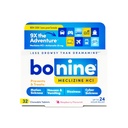 Bonine Non- Drowsy Motion Nemoci Relief - Žvýkací tablety s Meclizine HCL 25mg - Non Drowsy Medicine for Nausea or Motion Nemoci - Cruise Essentials - Raspberry Flavor, 32 Žvýkací tablety
