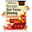 Korejské červené Panax Ginseng dodatek gumy - Železné doplňky pro ženy a muže - Železné gumy s vitamínem C, B6, B12, Draslík & Magnesium, Vegan - 90 Počet
