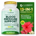 PurePremium krevní tlak doplňky s Hawthorn Berry, Hibiscus, Česnek a vitamín B12 - Oxid dusnatý dodatek pro normální srdeční zdraví, cirkulace zdraví a krevní tlak podpora - 90ct