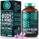 Saffron doplňky pro ženy a muže - 88.5mg čistý Saffron Extract - Antioxidant, Eye Health, Energy Support and Mood Booster - Vegan, Made in USA, 60 Kapsle Jednou denně