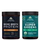 Starověké nutriční kostní protein prášek, slaný karamel, 20 Služeb + organické Supergreens Powder, Green Flavor, 25 Služeb