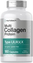Horbäach Multi Collagen Protein 2000 mg / 124; 180 Kapsle 124; Hydrolyzované kolagen typu I, II, III, V, X / 124; Keto & Paleo Friendly, Non- GMO, Gluten Volný dodatek