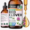 BIO KRAUTER Červený jetel Tinktura - Červený jetel Extrakt - Tekutý dodatek pro podporu žen - Alkohol a cukr zdarma - Vegan Kapky 4 Fl.Oz.
