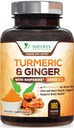 Kurkumin dodatek 1950mg - 95% Kurkuminoidy s organickou kurkumou & Ginger, BioPerine Black Pepper pro nejlepší absorpci, Nature Vegan Joint Support, Non- GMO, Lahve v USA - 180 Kapsle