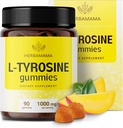 HERBAMAMA L-Tyrosinové žvýkačky - 1000mg L-Tyrosinum pro podporu mozkové jasnosti - Vegan, Non- GMO Energy and Focus Supplement - 90 Pectin- based Mango- Ochucené Chews