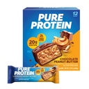 Čisté proteinové tyčinky, vysoký protein, výživné svačiny na podporu energie, nízký cukr, gluten zdarma, čokoládové arašídové máslo, 1.76oz, 12 Počet (balení květen Vary)