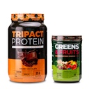 Nutrology TRIPACT Protein Powder, 7- in-1 Meal Replacement Shake, Creamy Chocolate (40 Servings) Green & Fruits Powder- Přirozeně sourced Superfood, Chocolate (30 Servings)