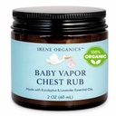 Irene Organics Organic Baby Vapor hrudník Rub čisté vapo Rub vyrobený s netoxickými složkami, jako je Eucalyptus esenciální oleje, bezpečné pro všechny věkové kategorie, novorozenci a kojenci, nemocné děti Essentials