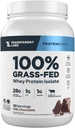 Transparentní Labs Grass- Fed Whey protein izolát - přirozeně ochucené, gluten zdarma syrovátkové protein prášek s 28g bílkovin per Serving & 9 aminokyseliny - 30 Servings, Mléčná čokoláda