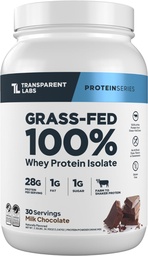 Transparentní Labs Grass- Fed Whey protein izolát - přirozeně ochucené, gluten zdarma syrovátkové protein prášek s 28g bílkovin per Serving & 9 aminokyseliny - 30 Servings, Mléčná čokoláda