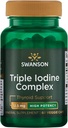 Swanson Triple jód Complex- přírodní doplněk pro vitální štítné žlázy Support- Promotes Metabolické funkce, Zvýšená produkce červených krvinek, & Heart Health - (60 Veggie Kapsle, 12.5mg každý) 1 balení