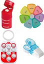 Ultimate Medication příslušenství Bundle - Pill Popper Tracker, 4-in-1 Pill Cutter & Grinder, Easy Pill Remover, a Extra- Large Weekly Pill Organizer - Ideální pro seniory & Kariéry