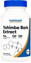 Nutricost Yohimbe Bark Extract 450mg (9mg Yohimbin Alkaloidy), 120 Kapsle - Extra Strength, Gluten Free, Non- GMO