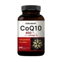 NatureBell CoQ10 400mg s Omega-3-240 Kapsle - Antioxidační doplněk pro podporu srdce a energie zdraví - Podporuje buněčnou energii * - Extra síla Coenzym Q10